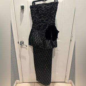 Vintage Wayne Clark Aline Marelle Black Velvet Ball Gown Formal Sz 12